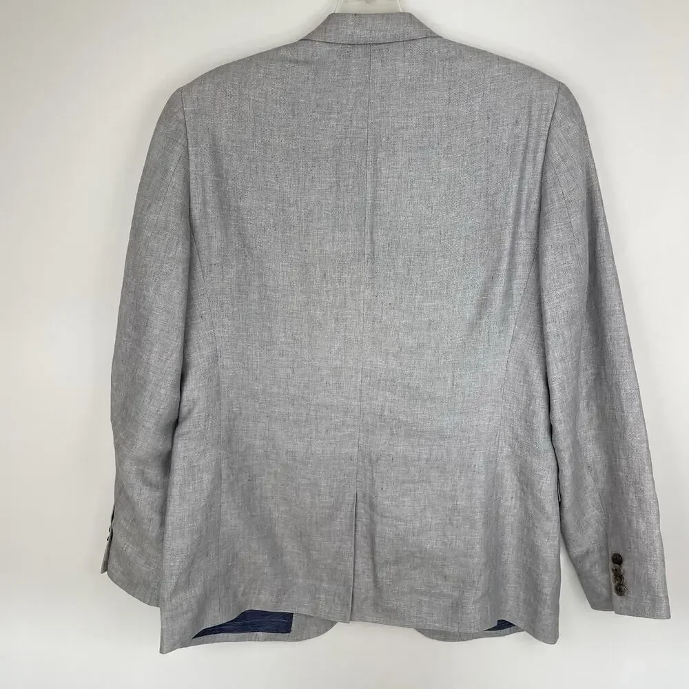 Baird Mcnutt 100% Irish Linen Sport Coat Blazer Mens 40R Gray Lucky Brand Jacket